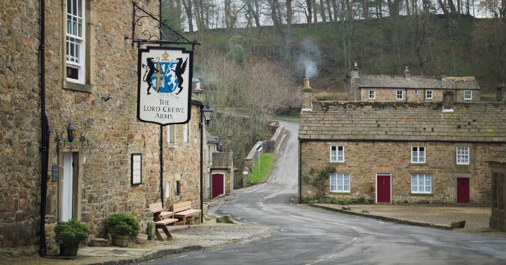 Blanchland Village and the entrance to The Lord Crewe Arms hotel.
